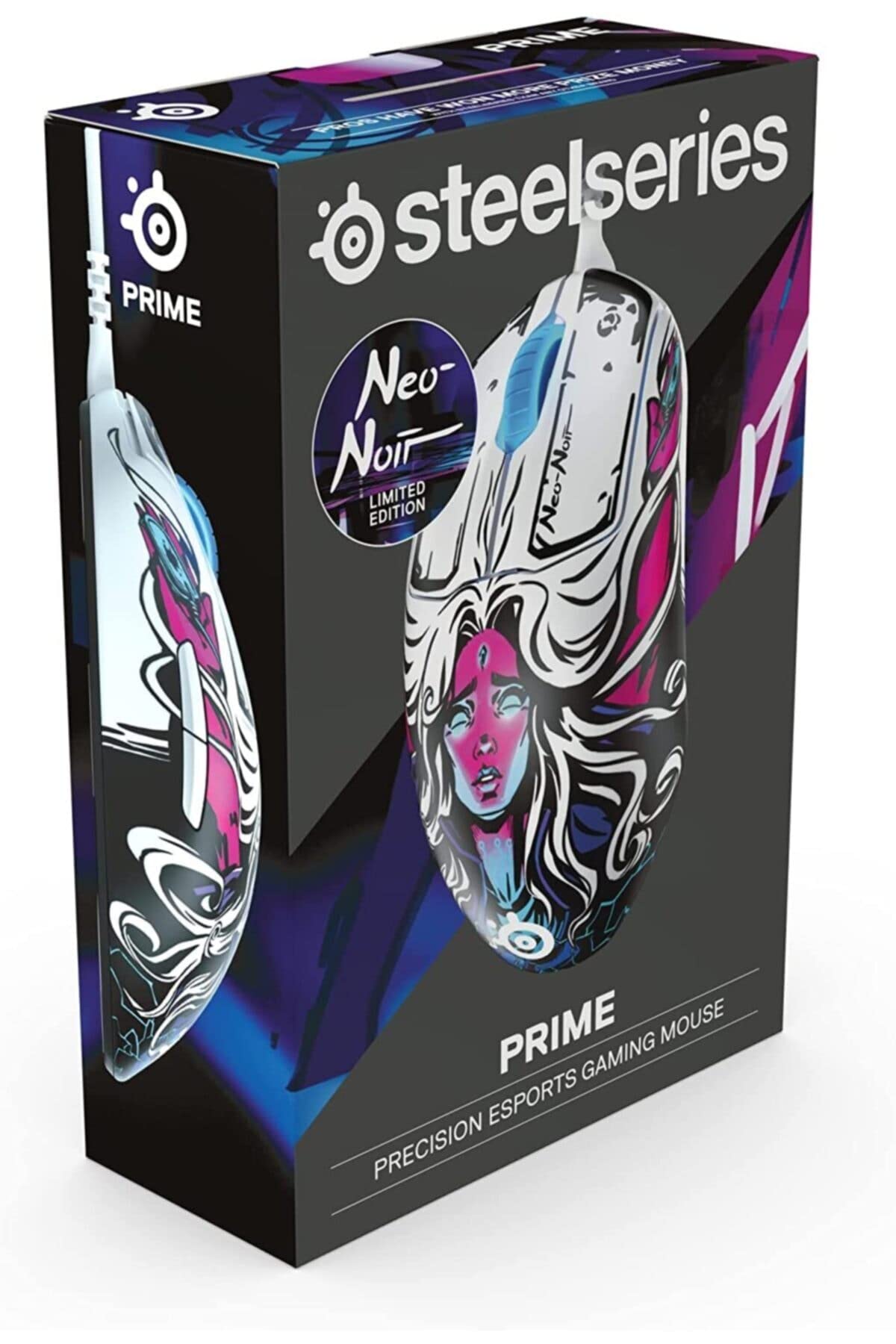 SteelSeries Prime Neo Noir - FPS mouse per giochi - Sensore ottico TrueMove Pro da 18.000 CPI - 5 pulsanti programmabili - Switch magneto-ottici - Brillante illuminazione Prism RGB