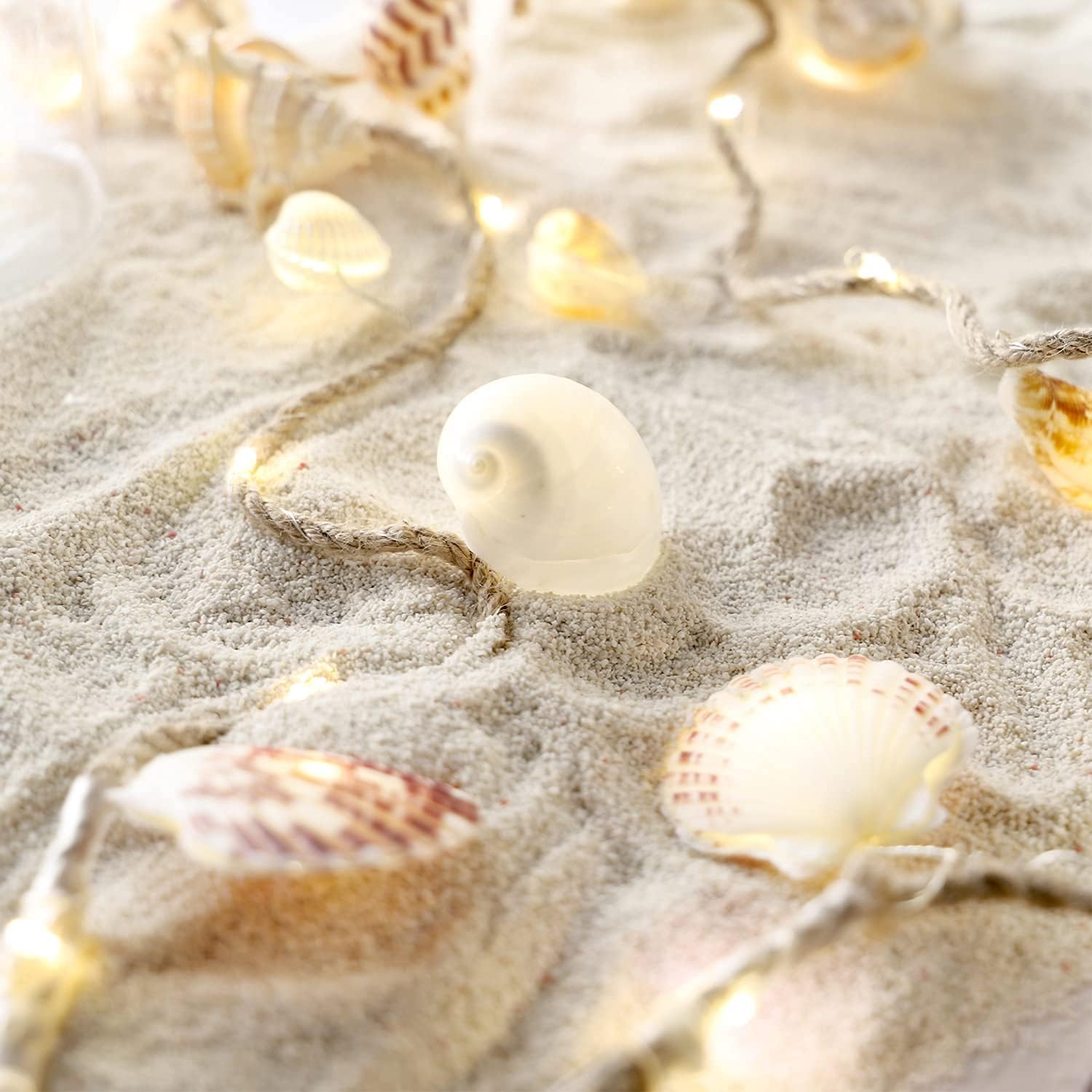 Seashell Garland String Lights 7.2FT 39LED Warm White, Battery Powered Coastal Beach Decor with Remote Timer Dimmer, Nautical Conch Starfish Shell Light for Coconut Girl Bedroom Teen Dorm Indoor Decor