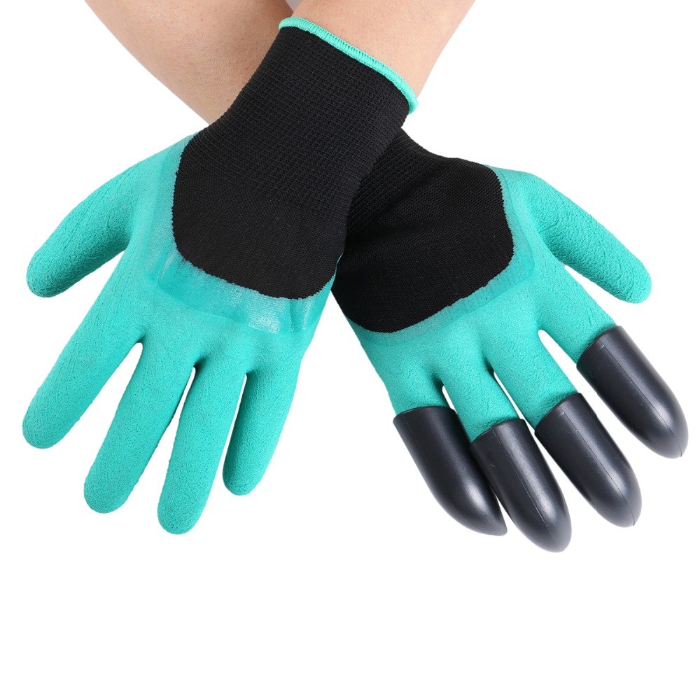 galaksy Top Quty 1 Pair Garden Work Green Latex Gloves with Claws ABS