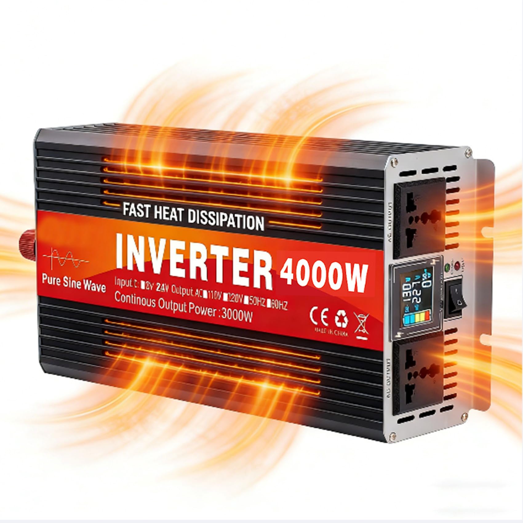 72v to 120v,Przetwornica samochodowa 4000W czysta fala sinusoidalna 12V 24V 48V 60V 72V na 120V/220V, przetwornik solarny, transformator do samochodu, ciężarówki, na kemping