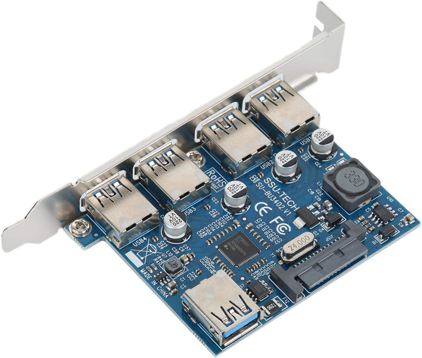 High-Temperature Resistant Adapter Card, Bu3402 USB Expansion Card, Desktops for Win XP/Win7/Win8/Win8.1/Win10