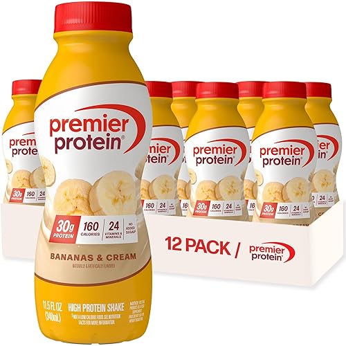 Premier Protein Shake, Bananas & Cream, 30g Protein, No Added Sugar, 24 Vitamins & Minerals to Support Immune Health, 11.5 fl oz, 12 Pack (Packaging May Vary)