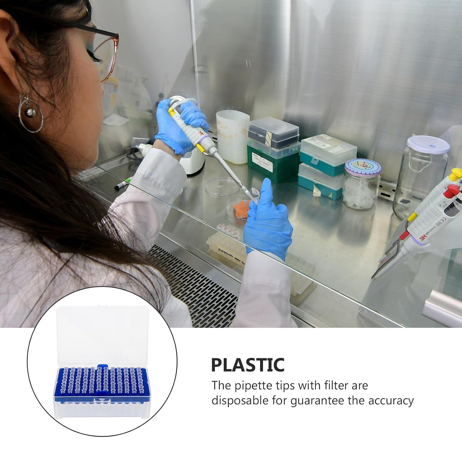 ABOOFAN 96Pcs Disposable Filtering Pipette Tips 1ml 10ul 200ul Leak-Resistant Micro Pipettor Accessory for Laboratory Liquid Transfer and Aerosol Experiments Smooth Inner Surface