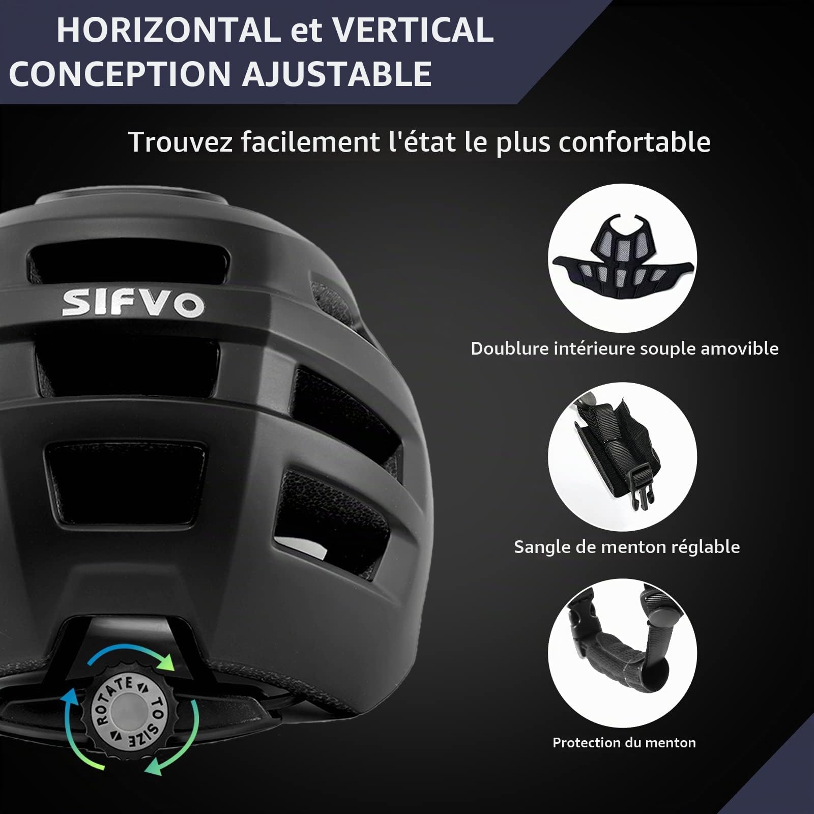 SIFVO Casque Velo Homme Femme, Casque Velo Route avec Visière Casque Velo Adulte Casque Velo VTT Multi-Sport Sûr et Confortable 54-62cm 【M/L】