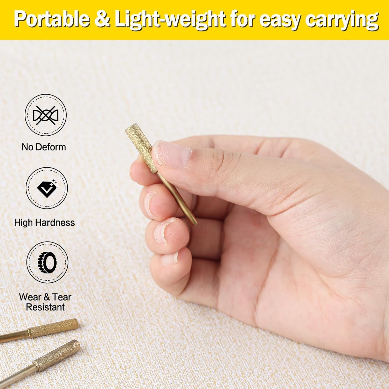 18 Pcs High Hardness Diamond Chainsaw Sharpener Bits 1/8" Shank Titanium Plated Burr Stone File 4/4.8/5 mm Burr Grinding Stone File for Chain Saw Wood Jewelry Stone (5/32",3/16",7/32",Golden)