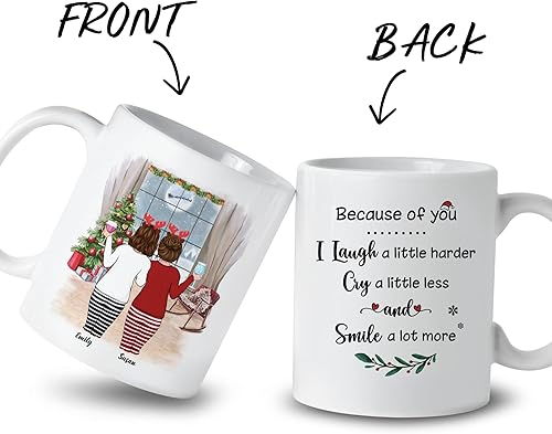 Miniatura 53 de Gossby Taza de café de Navidad personalizada para amigas, regalos de amistad personalizados para mujeres con diseño, nombre, regalo de mujer para 3