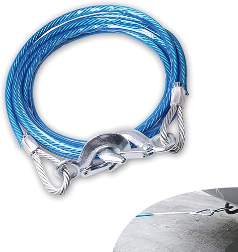 1 cable de remolque de automóvil resistente con ganchos, cable de metal portátil y duradero de metal de 13.1 pies x 0.3 pulgadas, accesorios