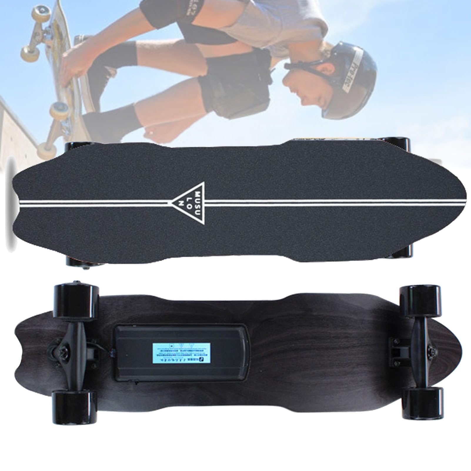 Skateboard elettrici con telecomando, 4 modalità di velocità, velocità massima 25 km/h, autonomia massima 15 km, longboard elettrico in acero a 7 strati per principianti adulti, pendolarismo A