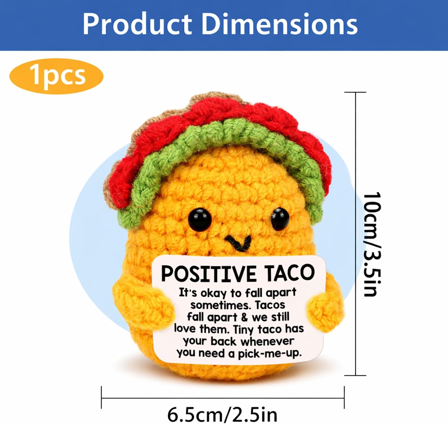 Positive Crochet Taco, Mini Emotional Support Taco, Inspirational Gifts
