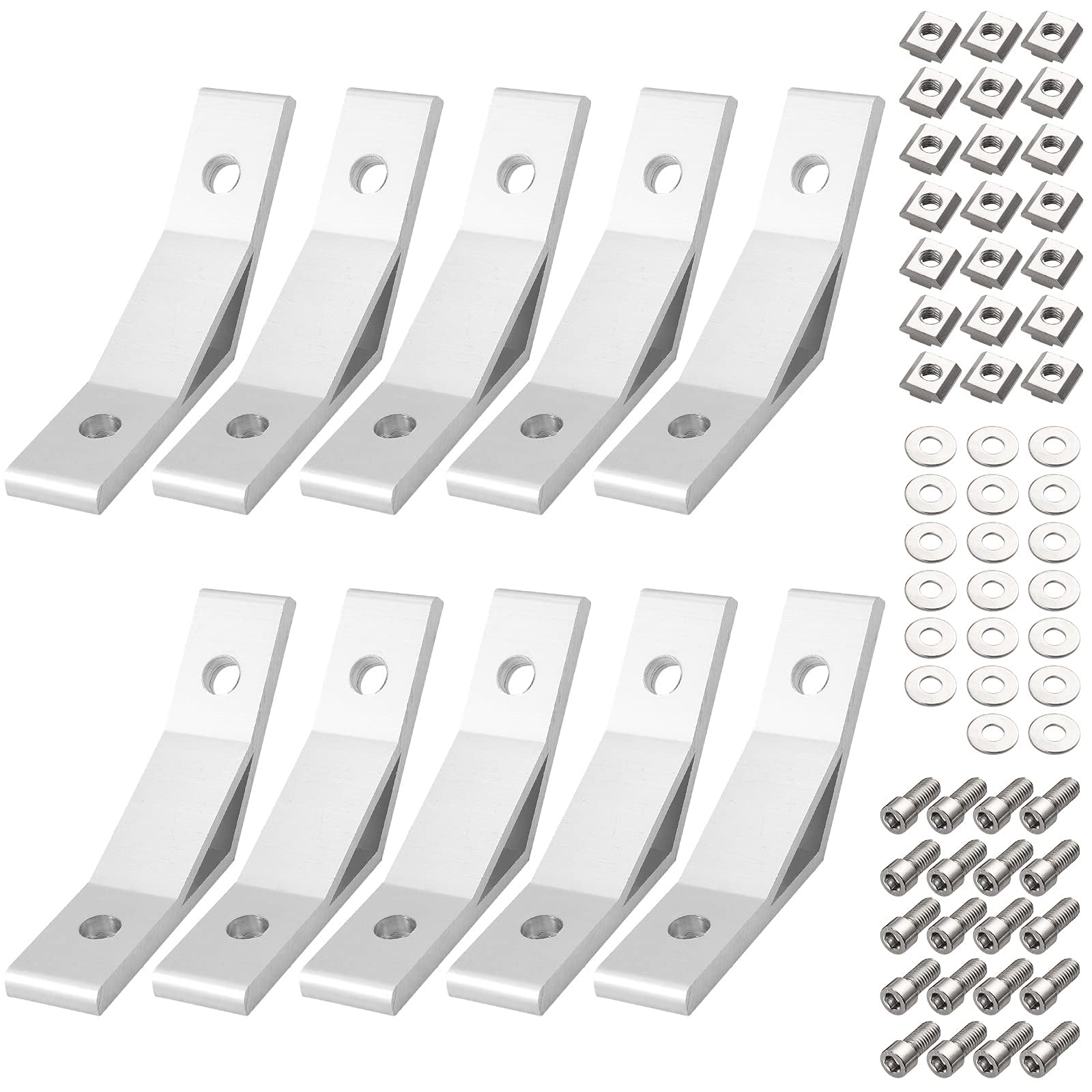 EYPINS 10x Winkelverbinder Metallwinkel 135 Grad Winkel, Aluprofil 30x30 Eckverbinder Montagewinkel Möbelverbinder aus Aluminiumlegierung Befestigungsmaterial M8*16 Sechskantschrauben für 3D-Drucke