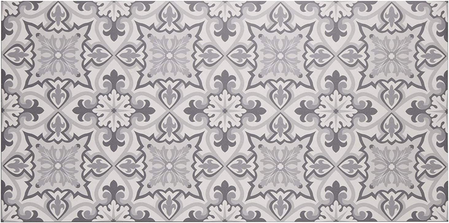 Baroni Home Alfombra de Cocina de Vinilo Antideslizante, Lavable, Gris Mayólica, 120x60 Cm