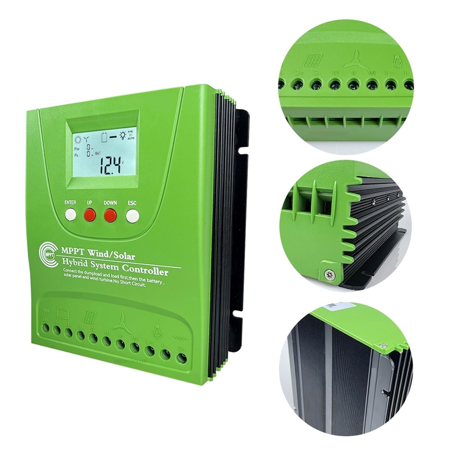 12V 24V 48V 2000W 2800W MPPT Hybrydowy Wiatr Solarny Regulator Ładowania Wbudowany Bluetooth Do Domowego Systemu Energii Wiatrowej Solarnej(Auto 24V 48V,Wind 600W Solar 600W)