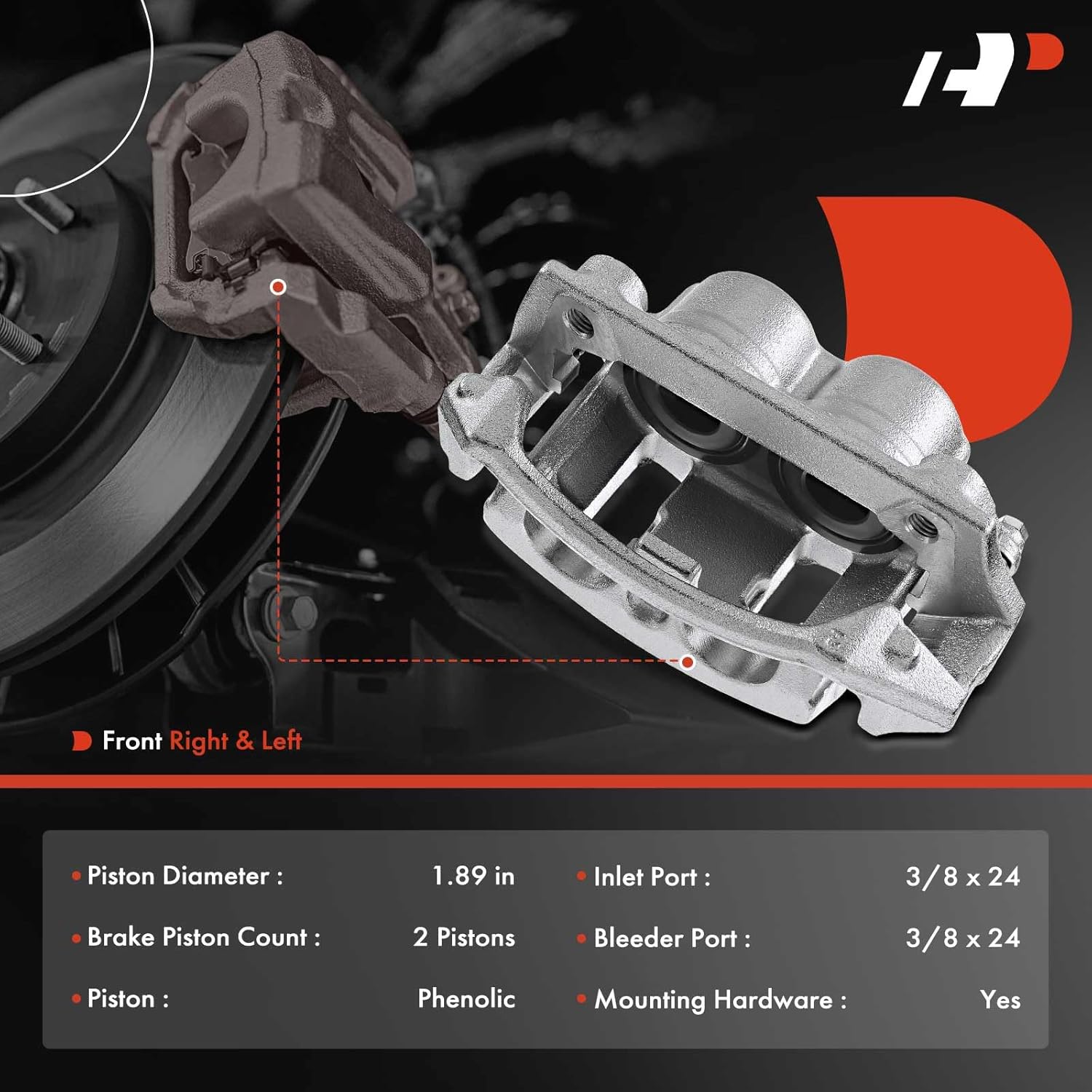 A-Premium Disc Brake Caliper Assembly with Bracket Compatible with Select Ford Models - For F-150 1996-2003, F-150 Heritage 2004 - Front Driver and Passenger Side, 2-PC Set