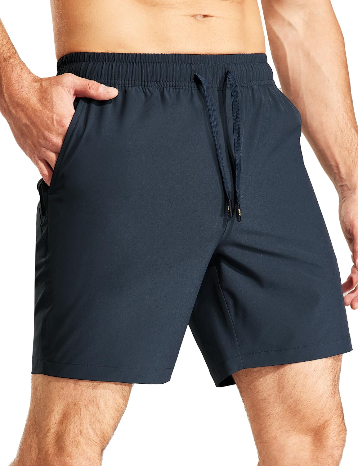 MIER Men's Workout Running Shorts 7 Inch Lightweight Athletic with Zipper Pockets No Liner Quick-Dry Gym Active Shorts