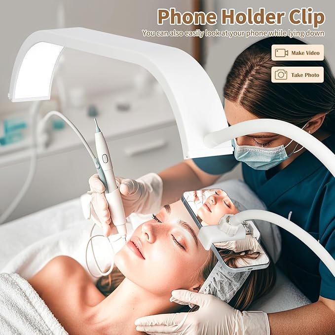 HITTI HITTI Large Estheticians Light, Flexible Hose Lash for Eyelash Tech, LED Half Moon Light with Phone Holder, Stepless Dimming and 7 Color Modes Floor Lamp for Tattoo Artists Nail Craft Beauty photo 6