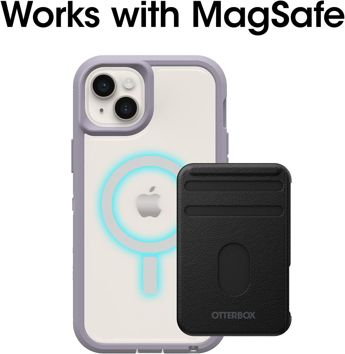 OtterBox iPhone 14 Plus Defender Series XT Case - Lavender Sky (Purple/Clear), screenless, Rugged, Snaps to MagSafe, Lanyard Attachment