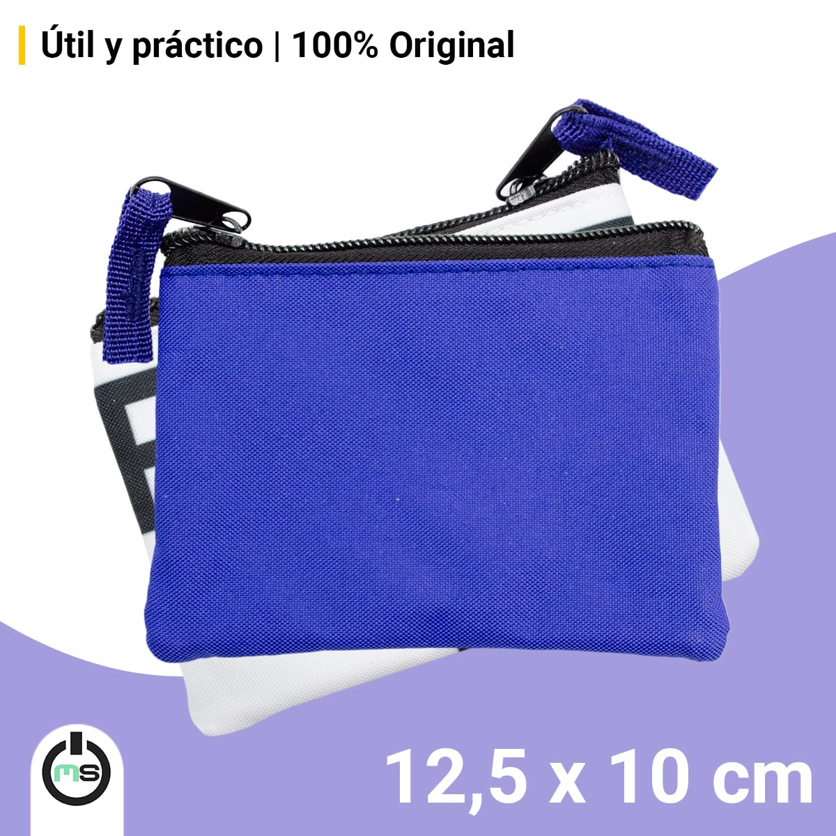 Monedero Rectangular de Tela Real Madrid – Modelo HALA Madrid 2025 – Producto Oficial – 13x9 cm – Cierre Cremallera – Ideal para Niños y Jóvenes