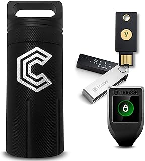 CryptoPod Trezor & Ledger Nano Case - Fits Trezor One/T, Nano S/X/S Plus - Aluminum Alloy, Fire Resistant & Waterproof - Safest Cold Wallet Device Storage for Cryptocurrency (Black XL)