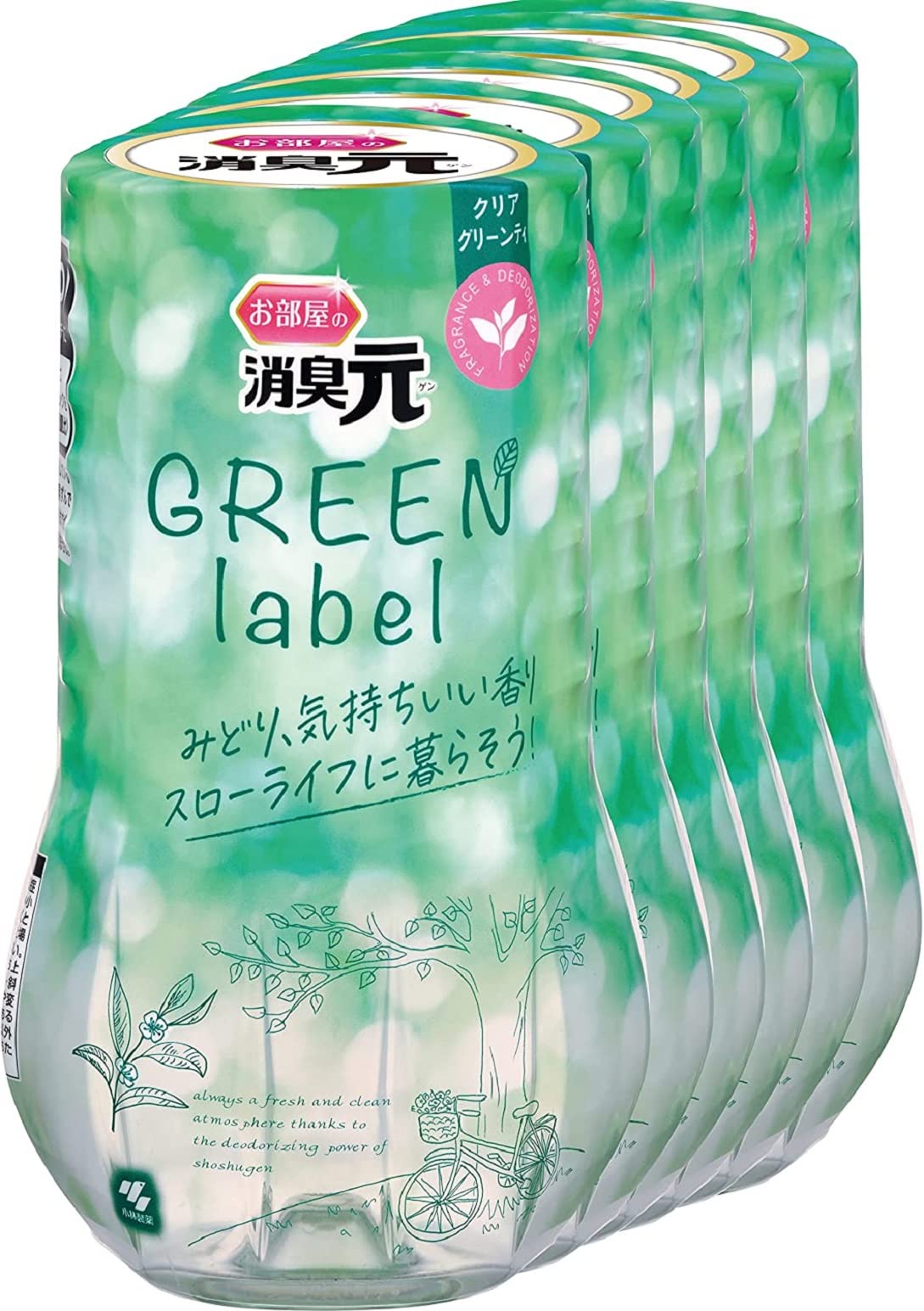 消臭元 【まとめ買い】お部屋の グリーンラベル クリアグリーンティ 消臭芳香剤 部屋用 置き型 400ml×6個 小林製薬