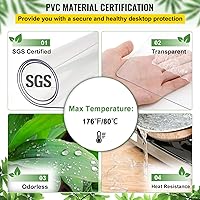 Vista 3 de VEVOR Protector de mesa transparente de 90 x 44 pulgadas, protector de escritorio de PVC transparente de 0.059 in de grosor, mantel de plástico