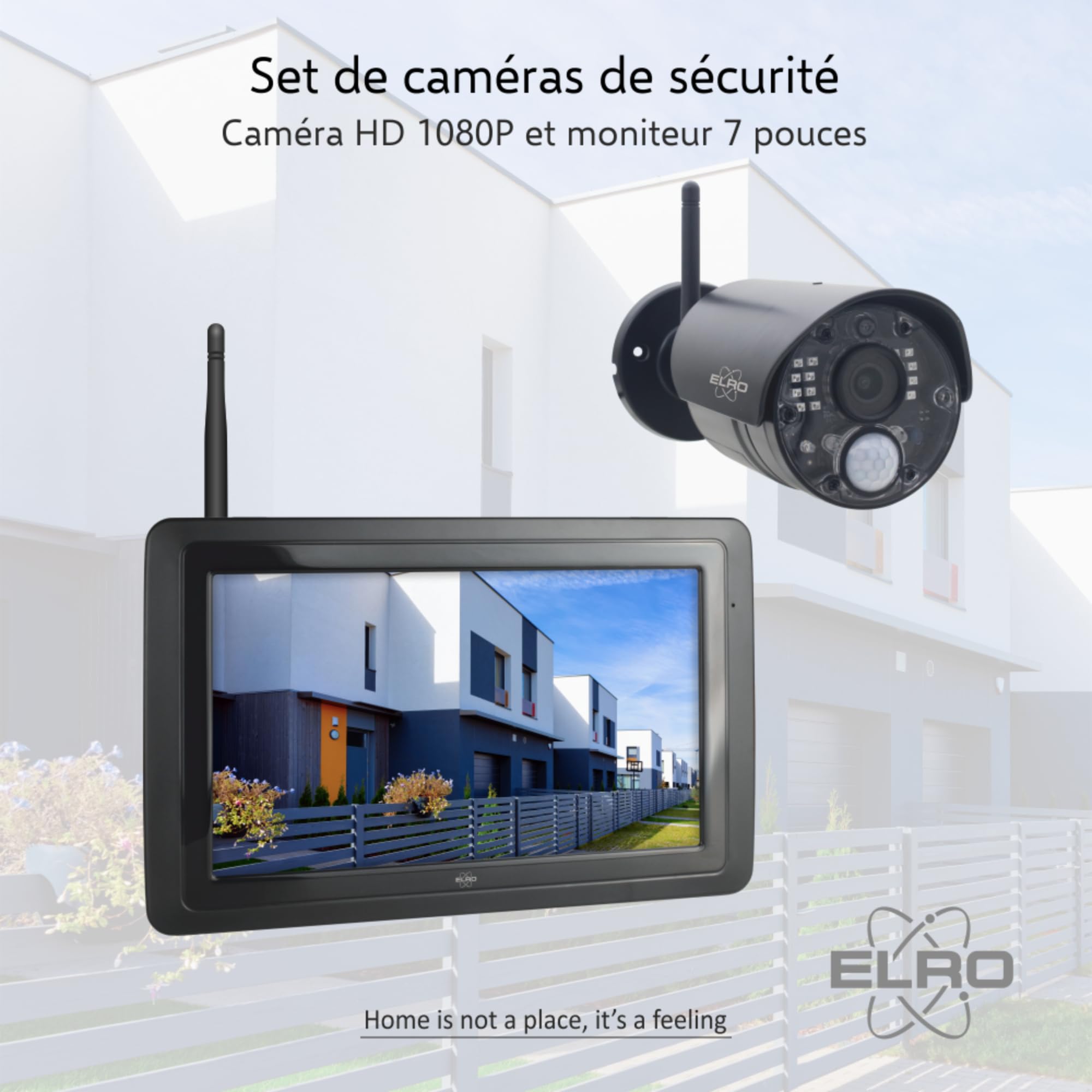 ELRO CZ40RIPS Kit de caméra de Surveillance sans Fil Full HD 1080p avec écran 7" et Application