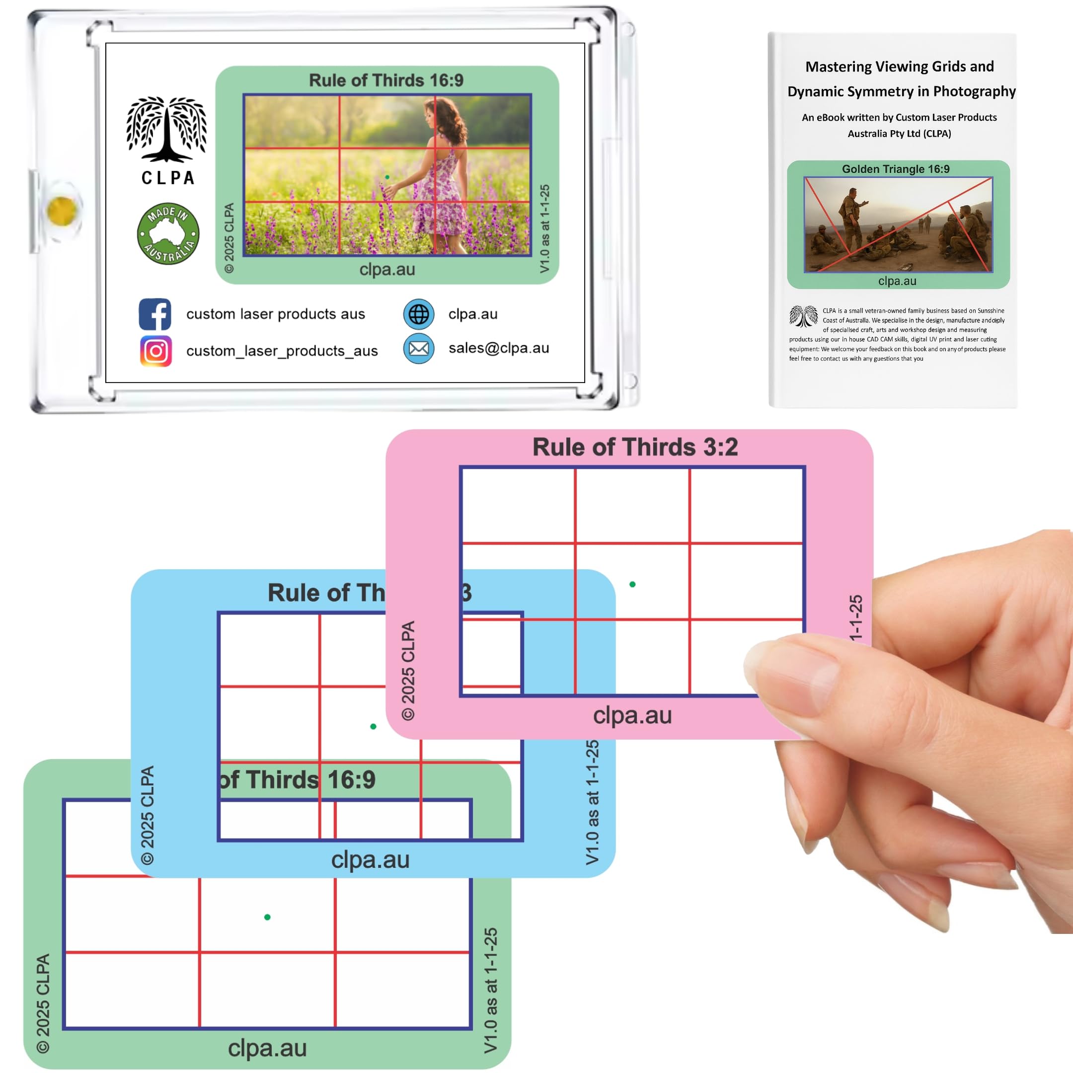 Rule of Thirds Viewfinder — Artist Viewfinder for Drawing and Photography — Composition Viewfinder — 3:2, 4:3 and 16:9 — Made in Australia