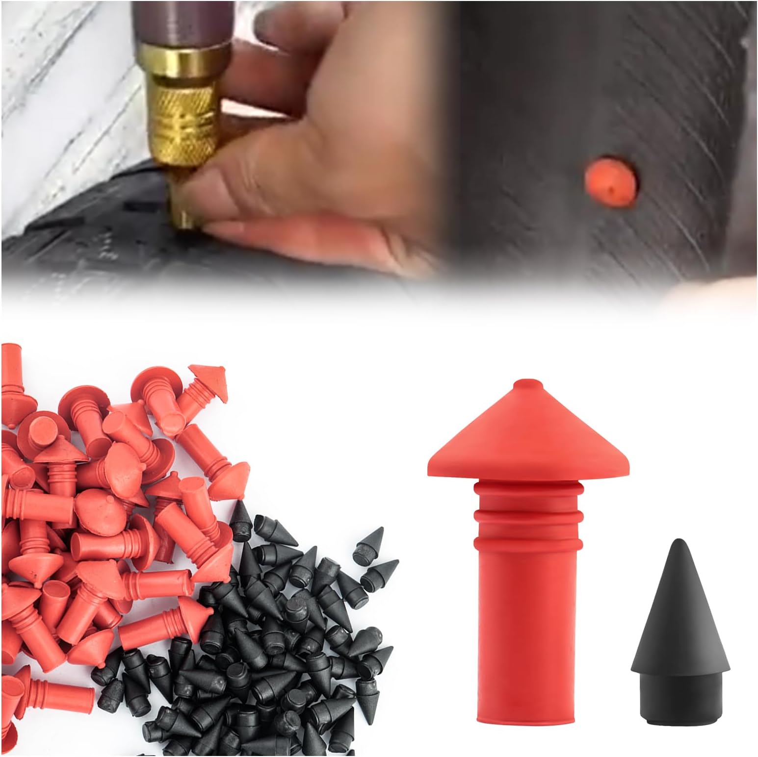 Mushroom Tire Plug Kit with 90PCS Pins,Practical Rapid Plug 2.0 Tire Repair for Flat Tire Repair Kit,Car Accessories Mushroom Plug Tire Repair Kit Fits Tubeless Tires (90pcs small mushroom heads)
