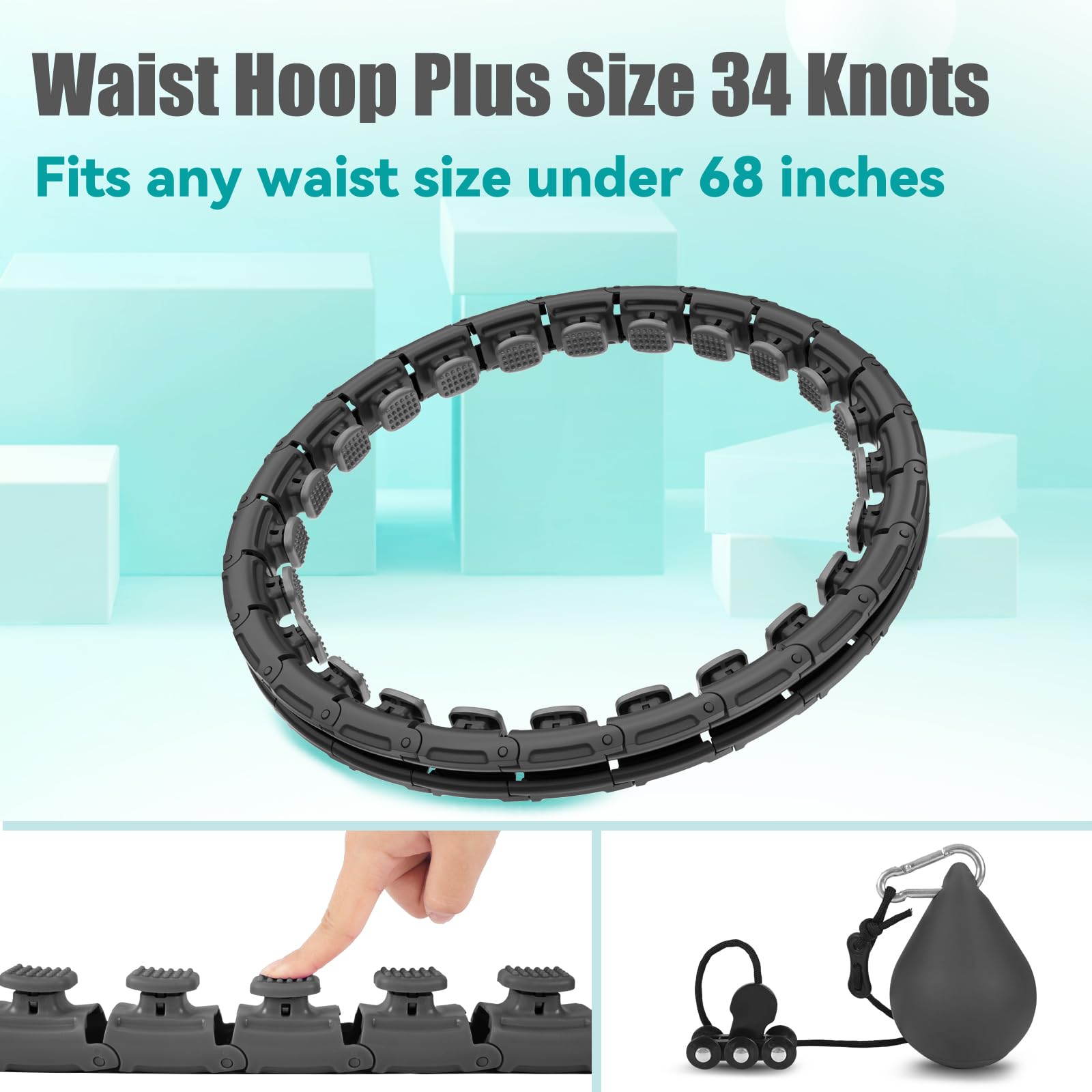 OurStarry Aro de entrenamiento con peso de 34 nudos, talla grande, anillo de ejercicio inteligente para la cintura para adultos para pérdida de peso