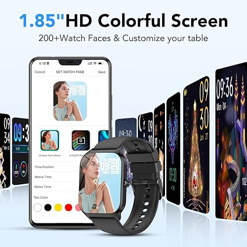 Miniatura 3 de Reloj inteligente para hombres y mujeres, rastreador de fitness HD de 1.85 pulgadas con llamadas Bluetoothcontrol de voz AI, impermeable IP68, 115