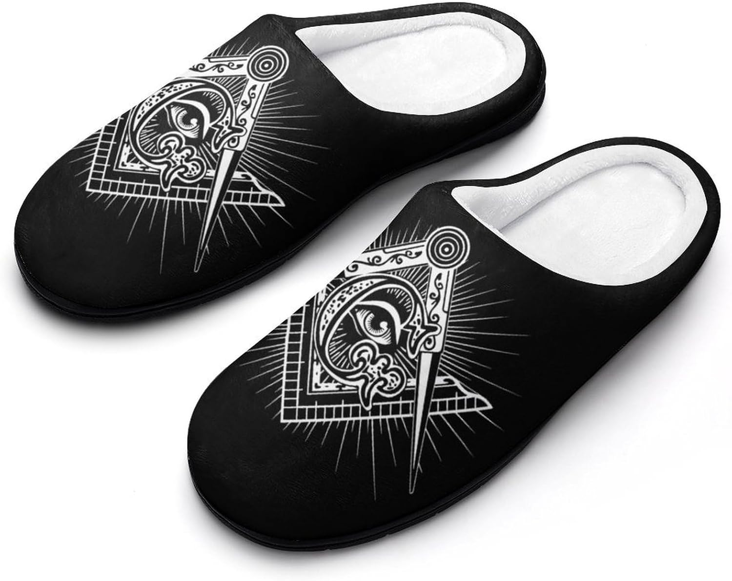 Freemasonry Masonic Masonry Women's House Slippers Memory Foam Warm Shoes Spa Rubber Sole Indoor Outdoor