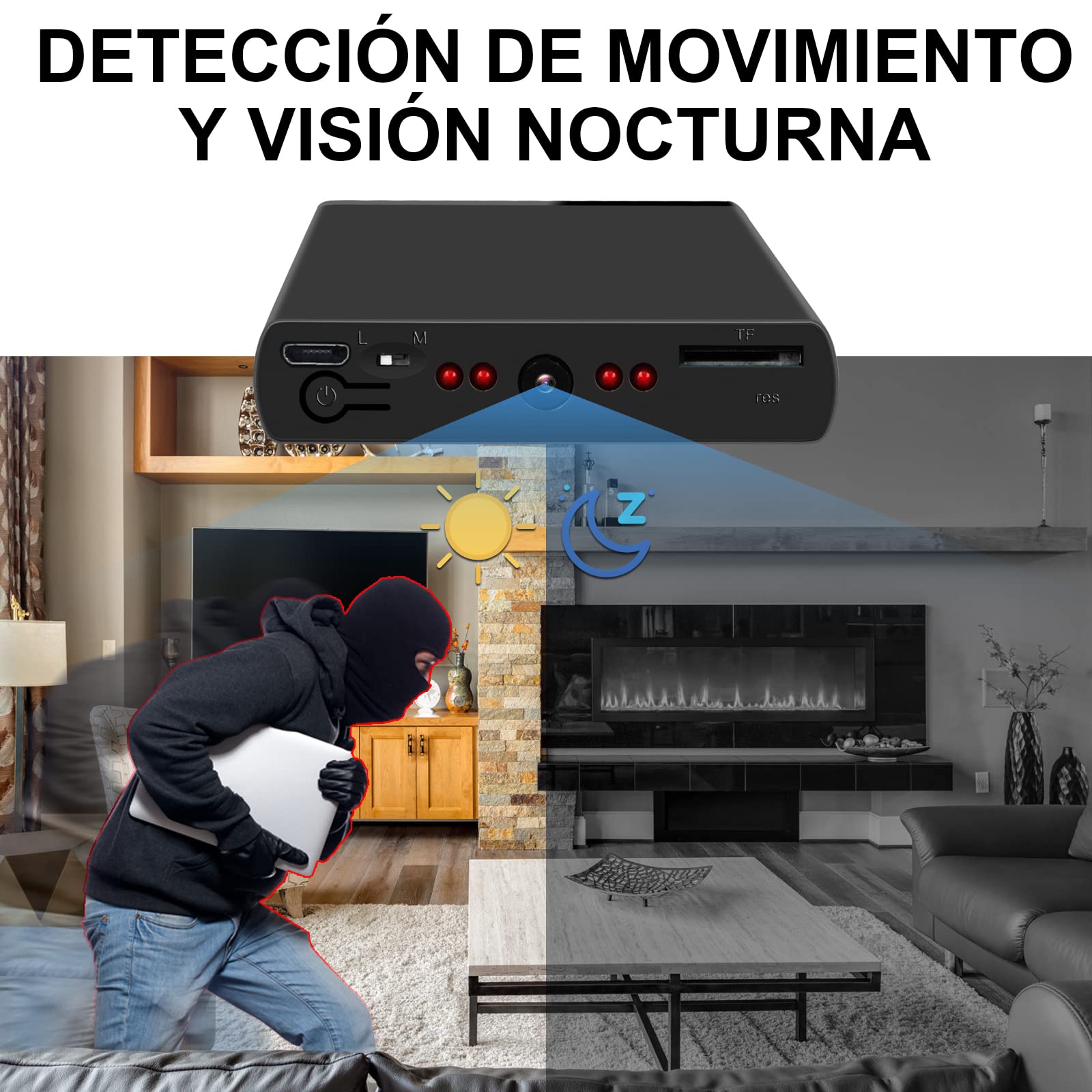 Camara Espia Oculta, 10000mAh Mini Cámaras Espías Power Bank 1080P HD, Micro Camara Seguridad 50 Horas de Grabación con Visión Nocturna Detector de Movimiento