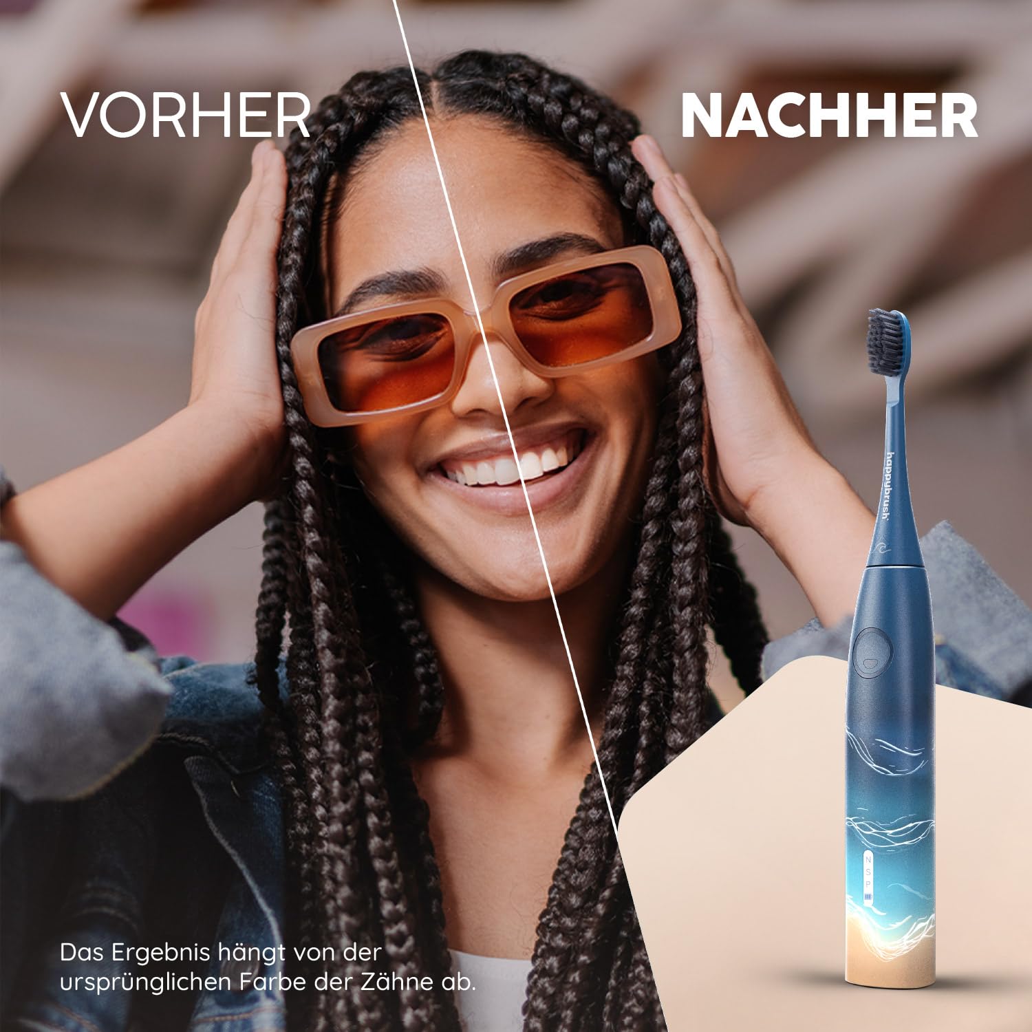 happybrush Spazzolino sonico Eco Vibe 3 – Vincitore del test – Test 100 giorni – Spazzolino elettrico con batteria 8 settimane – Spazzolini da denti ultrasonici – 2 anni di garanzia – Incl. testine