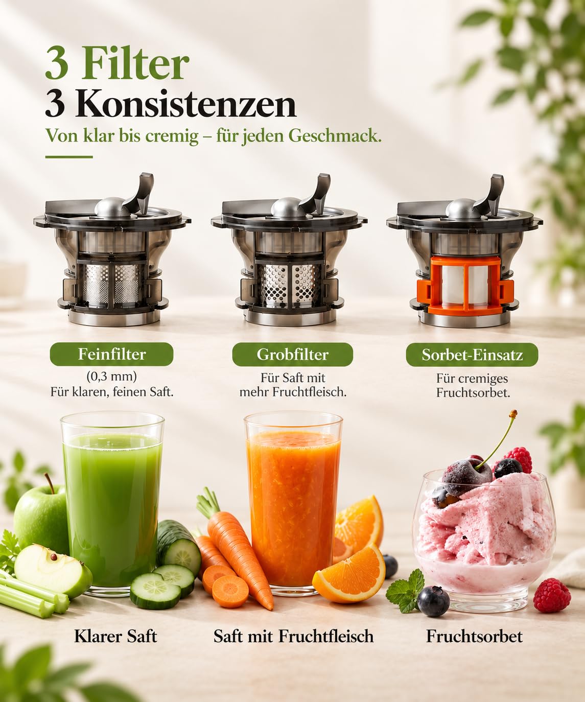 Slow Juicer Entsafter Gemüse und Obst Testsieger, 150 mm Öffnung