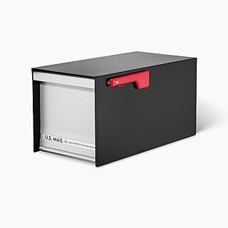 Architectural Mailboxes MailMax™ Heavy Duty, Modern Steel Metal Post Mounted Mail Box for Outside, Black, Large Curbside Mailbox for Packages with Magnetic Latch