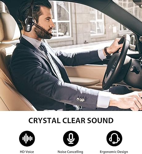 Miniatura 5 de Conambo Auriculares Bluetooth con micrófono, auriculares Bluetooth Trucker con cancelación de ruido, 22 horas de tiempo de llamada, auriculares