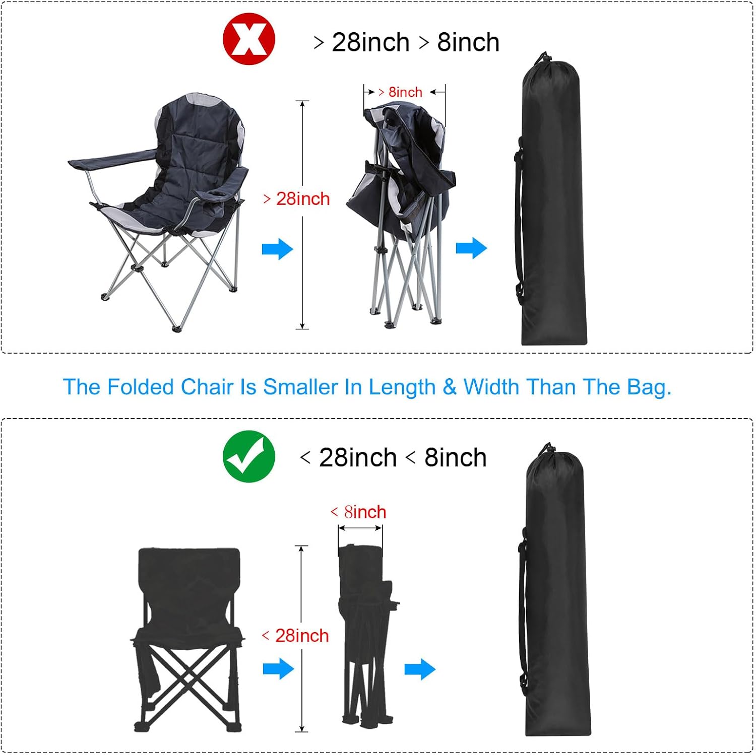 PATIKIL 3 Pack 28x8 Inch Camp Chair Replacement Bags, Black Nylon Folding Camping Chair Carry Tripod Case Bags with Handle for Outdoor Camping