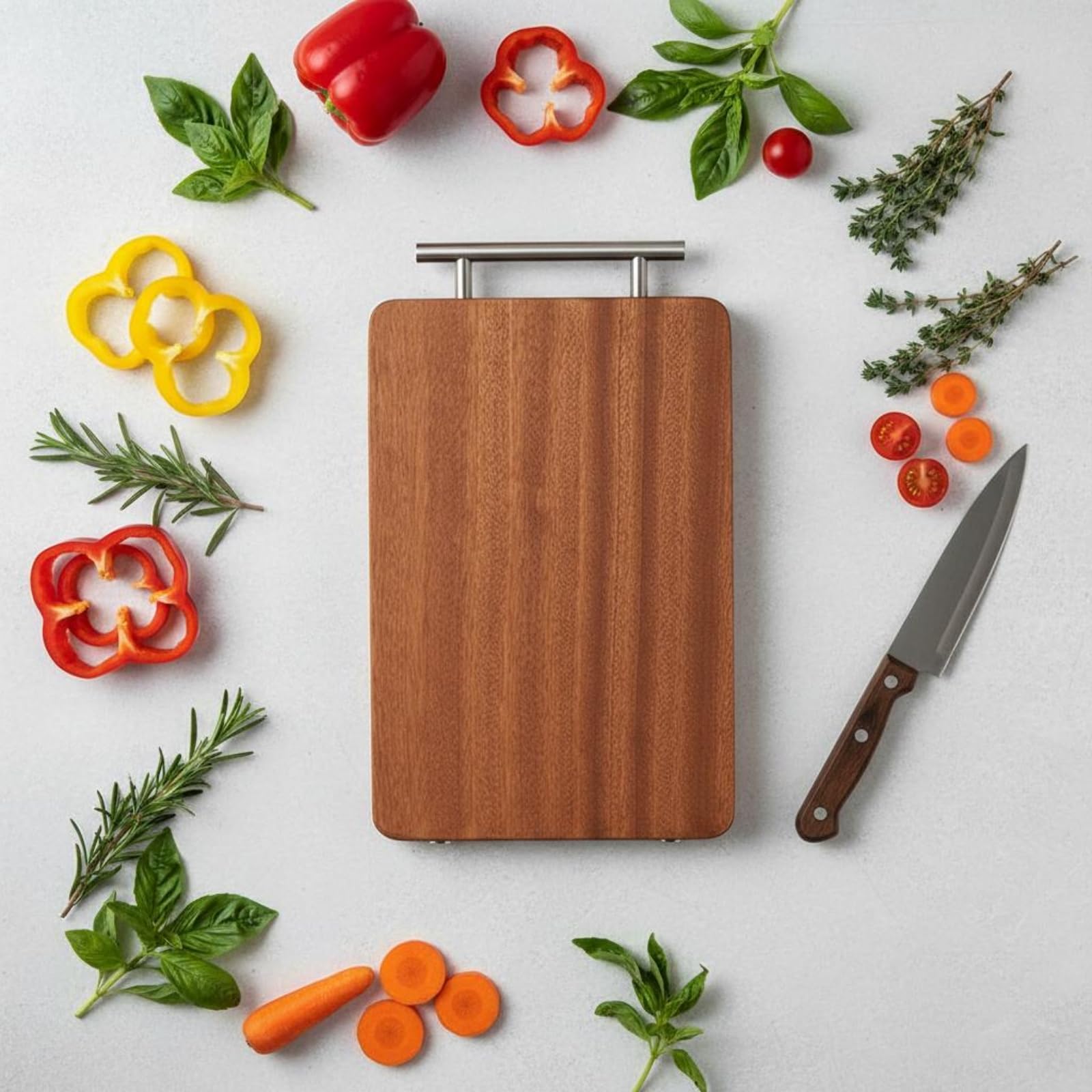 Gralara Tabla de Cortar de Cocina Tabla de Cortar Tabla de Picar Tabla para Rebanar Tabla de Servir Superficie de Madera Estable con Diseño Rectangular y, 40cm 28cm 2.5cm