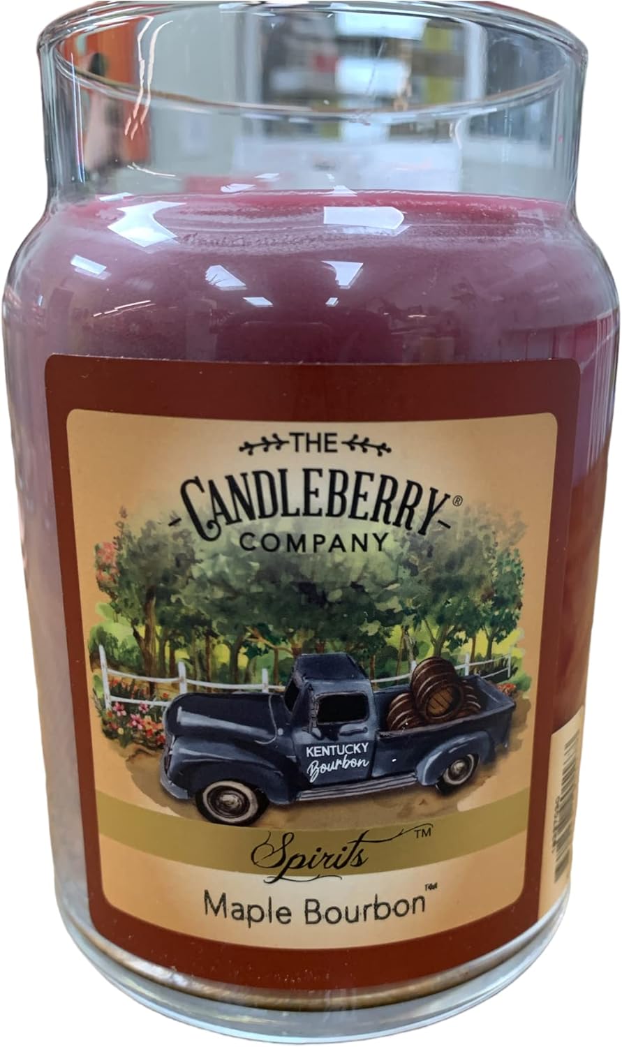 Candleberry Candles | Spirits Bourbon Inspired | Strong Fragrances for Home | Hand Poured in The USA | Highly Scented & Long Lasting | Large Jar | (Maple Bourbon)