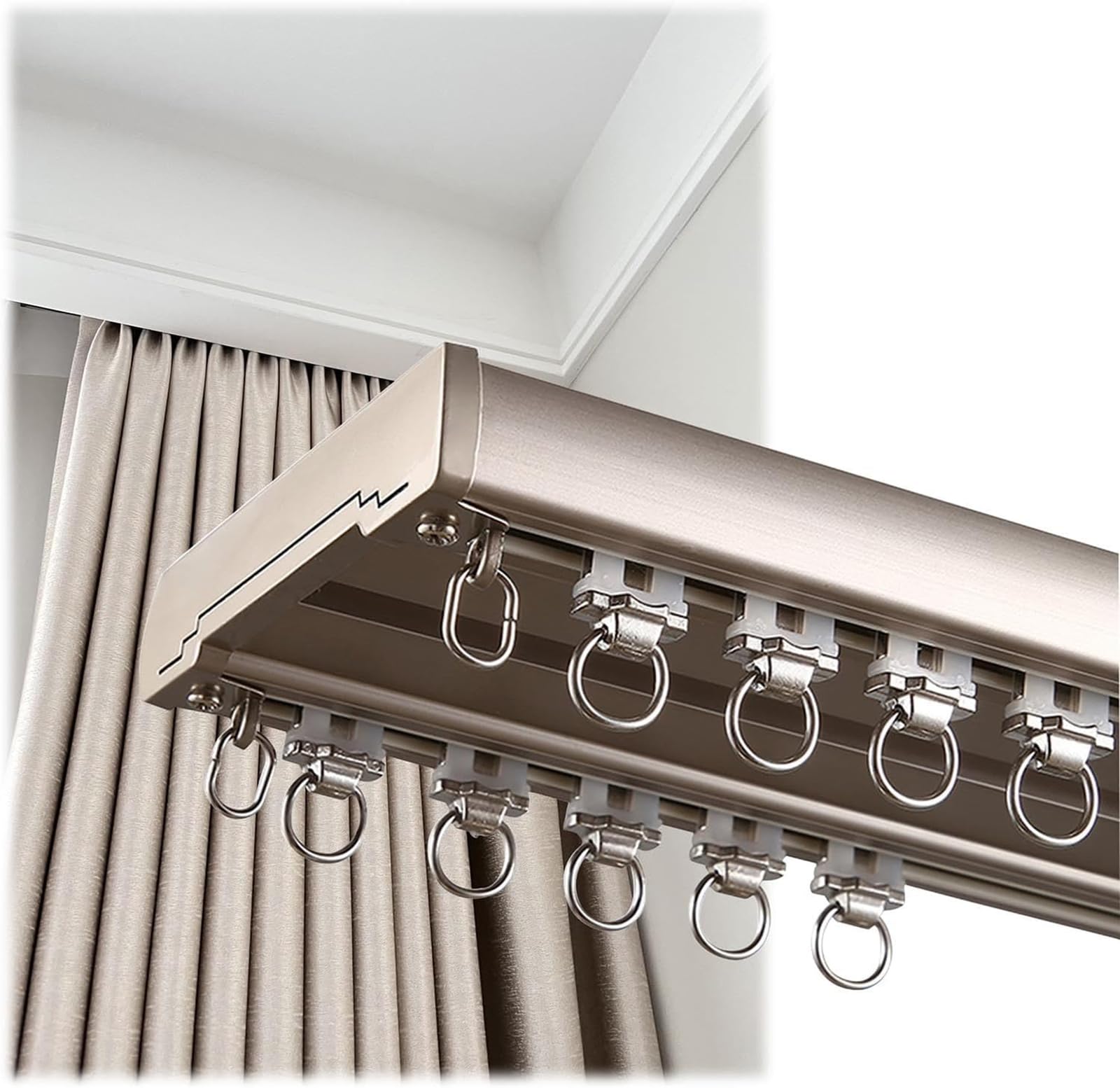 Système de tringle à rideaux coulissante double rail en aluminium pour plafond - 1,9 m (6,2 pi), installation facile, glissement fluide, idéal pour séparer les pièces, chambre et salon - Fin