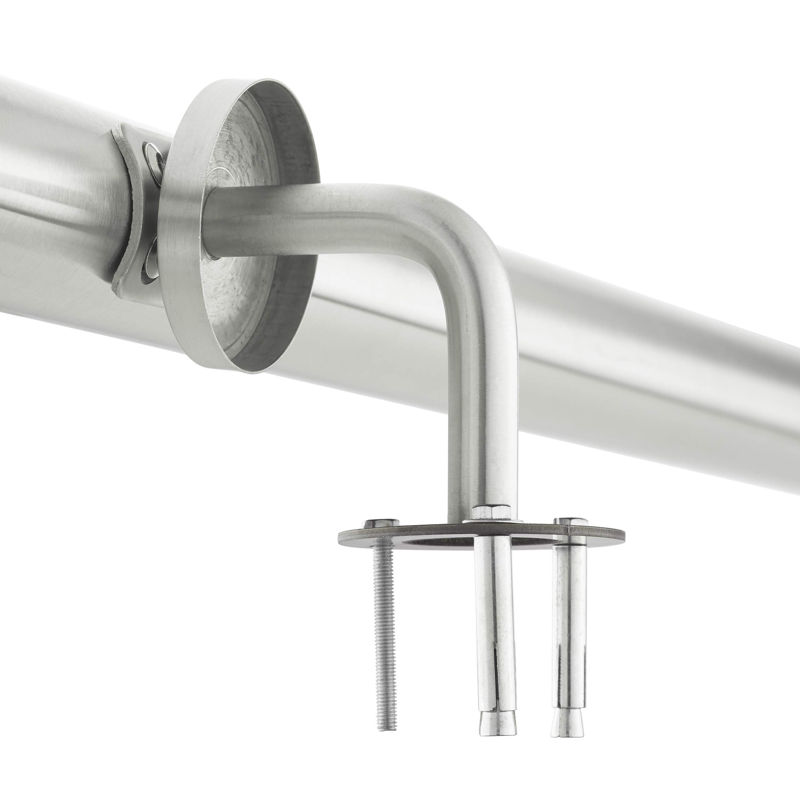 Relaxdays Corrimano, Acciaio Inox 304, Passamano per Ambienti Interni e Esterni, 100 cm, Ø 42 mm, con Supporto, Argento