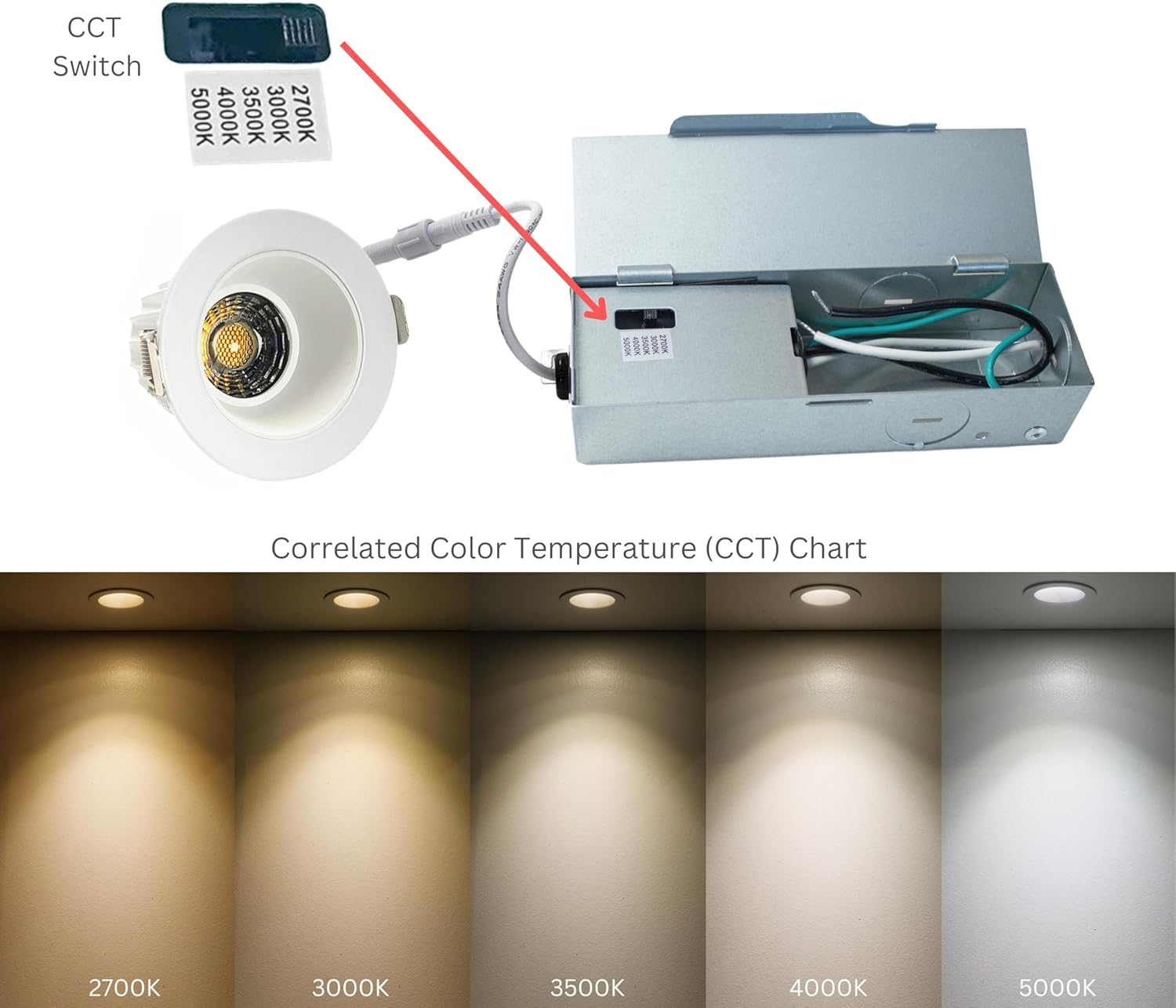 YUURTA 2-Inch 9W Deep Anti-Glare LED Downlight, Color Selectable 5CCT CRI90 600lm Dimmable Recessed Pot Light, IC Rated, ETL Listed (White, 10-Pack)
