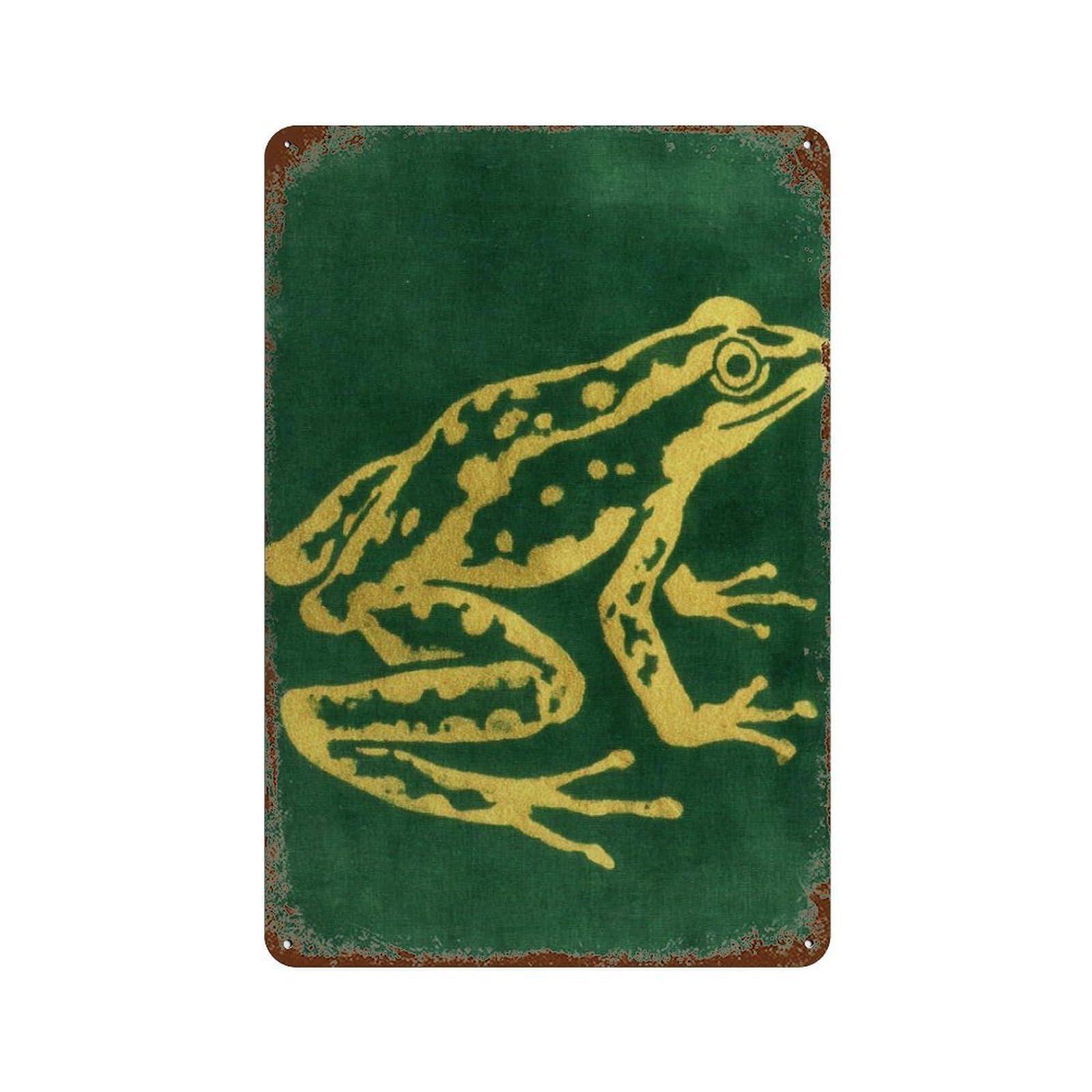 xiaoxiaoshen Gold Frog Emerald Green Maximalist Jungle Glamorous Animal Wall Decor Art Metal Tin Poster Modern Home Decor Art Home Bar Shop Decorations Vintage Sign 30x20cm