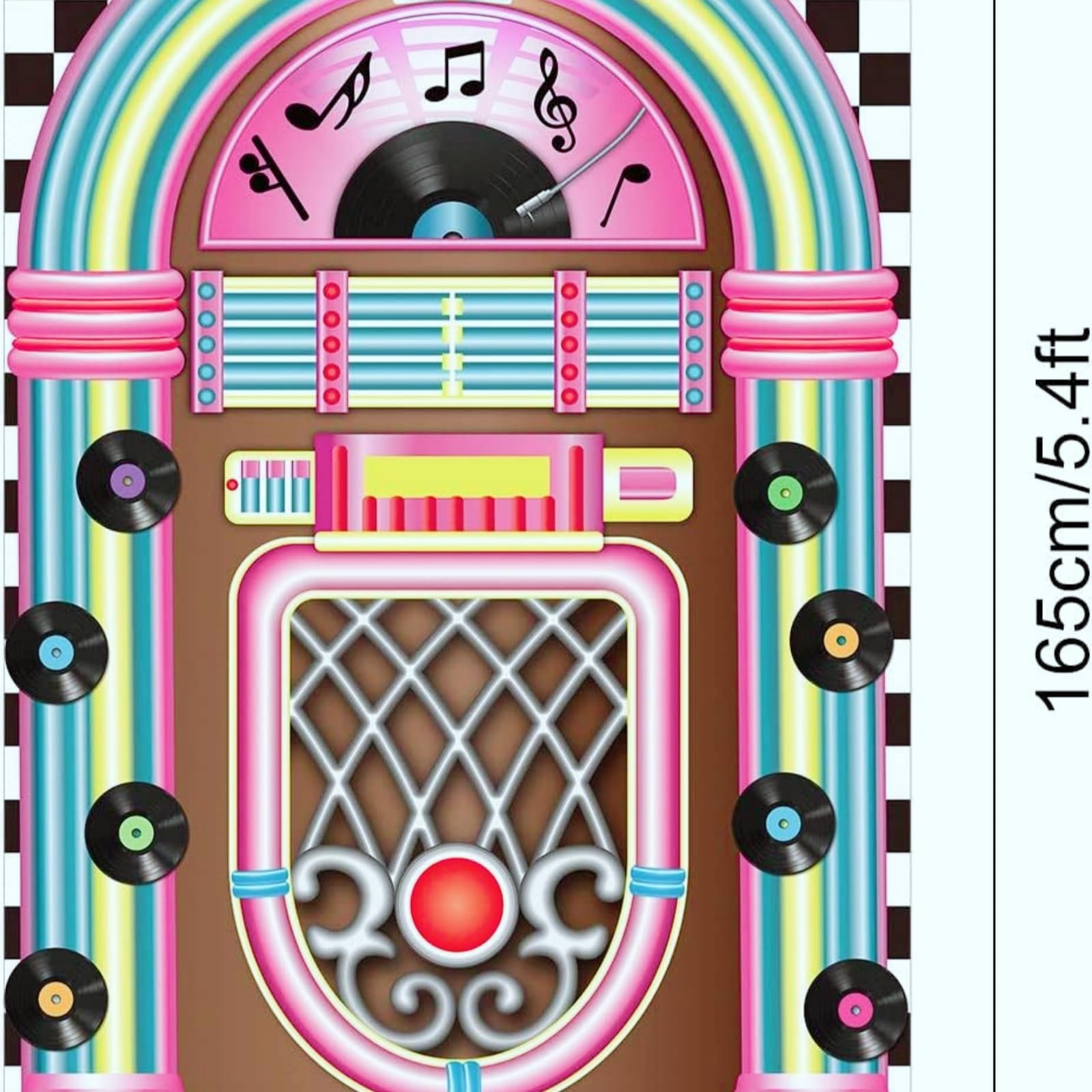 Turntable Cutout Banner 50s Rock and Roll Banner, The Fabulous 50's Door Cover, 50s Diner Backdrop Large Decoration - Image 2