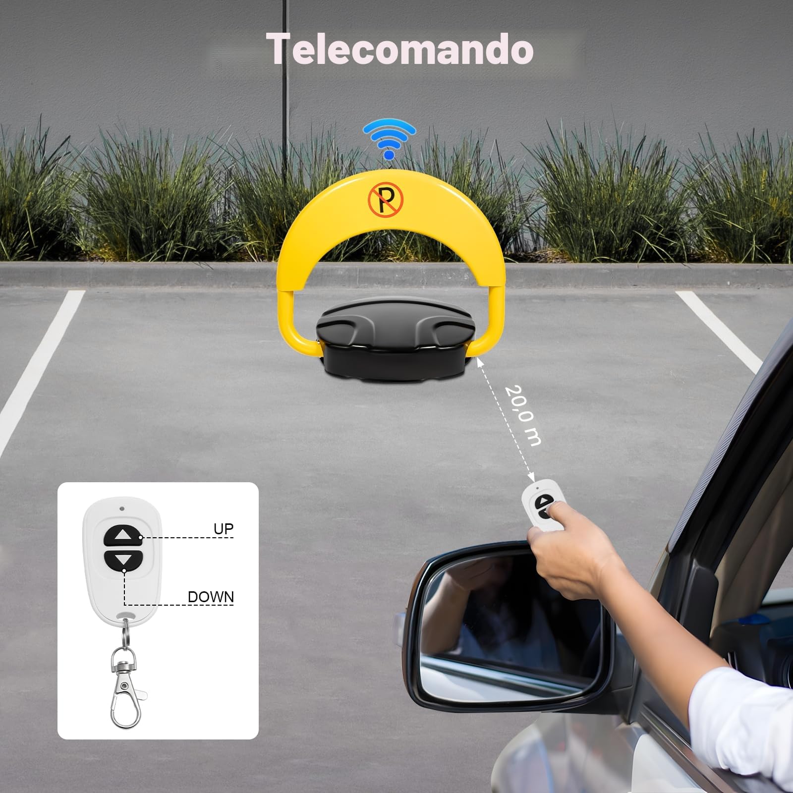 MINRS Blocco per parcheggio, serratura pieghevole con telecomando, blocco privato elettronico per parcheggio con funzione di allarme, paletto elettrico per parcheggio, grado di protezione IP67