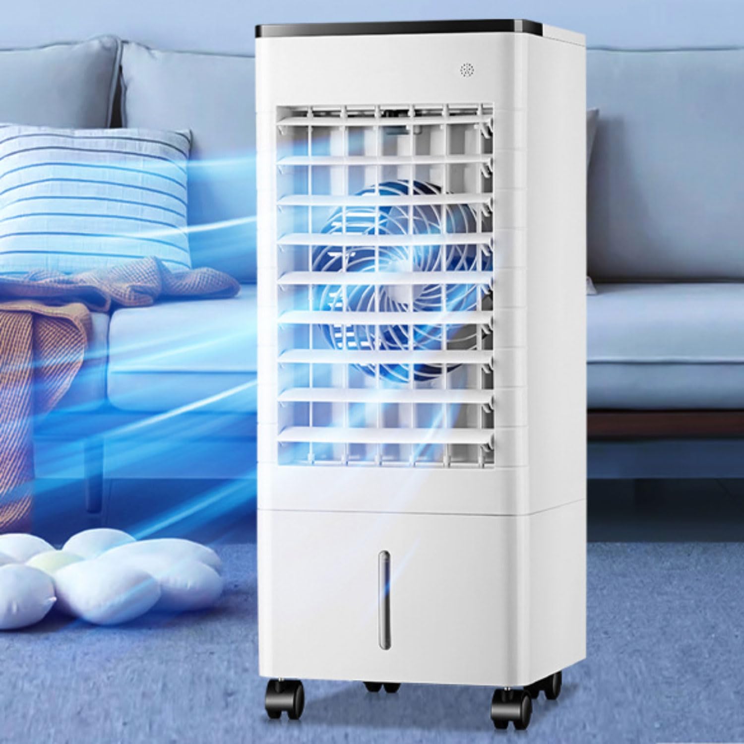 WJIANBIN Evaporative Air Cooler 90° Oscillation Portable Air Conditioner with 3 Speeds 3Modes 15H Timer 9LWater Tank Remote Portable Swamp Cooler for Bedroom Home Office Garage Cooling Fan