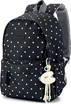 Womens Casual Nylon Polka Dot Backpack, Fashion Large Everyday Daypack, Coquette Bookpack for Campus Weekend Commute