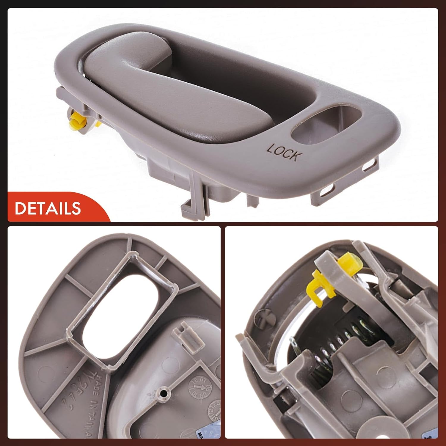A-Premium Front Left Driver Side Interior Door Handle Compatible with Toyota Corolla & Chevrolet Prizm, 1998 1999 2000 2001 2002, Beige, with Power Door Locks, Replace# 69206-02060-E0, 6920602060E0