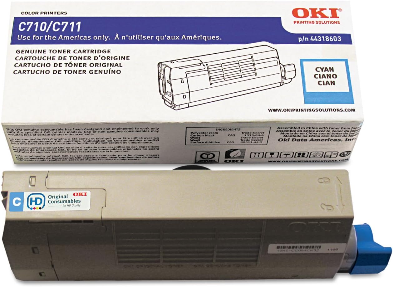 Okidata 44318603 C711 Toner Cartridge (Cyan) in Retail Packaging