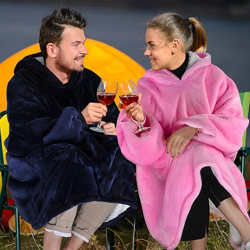 Miniatura 9 de Solaris - Sudadera tipo manta con capucha, cálida, supersuave y acogedora, bolsillo para mascota, de sherpa, unisex, con bolsillo grande, el mejor