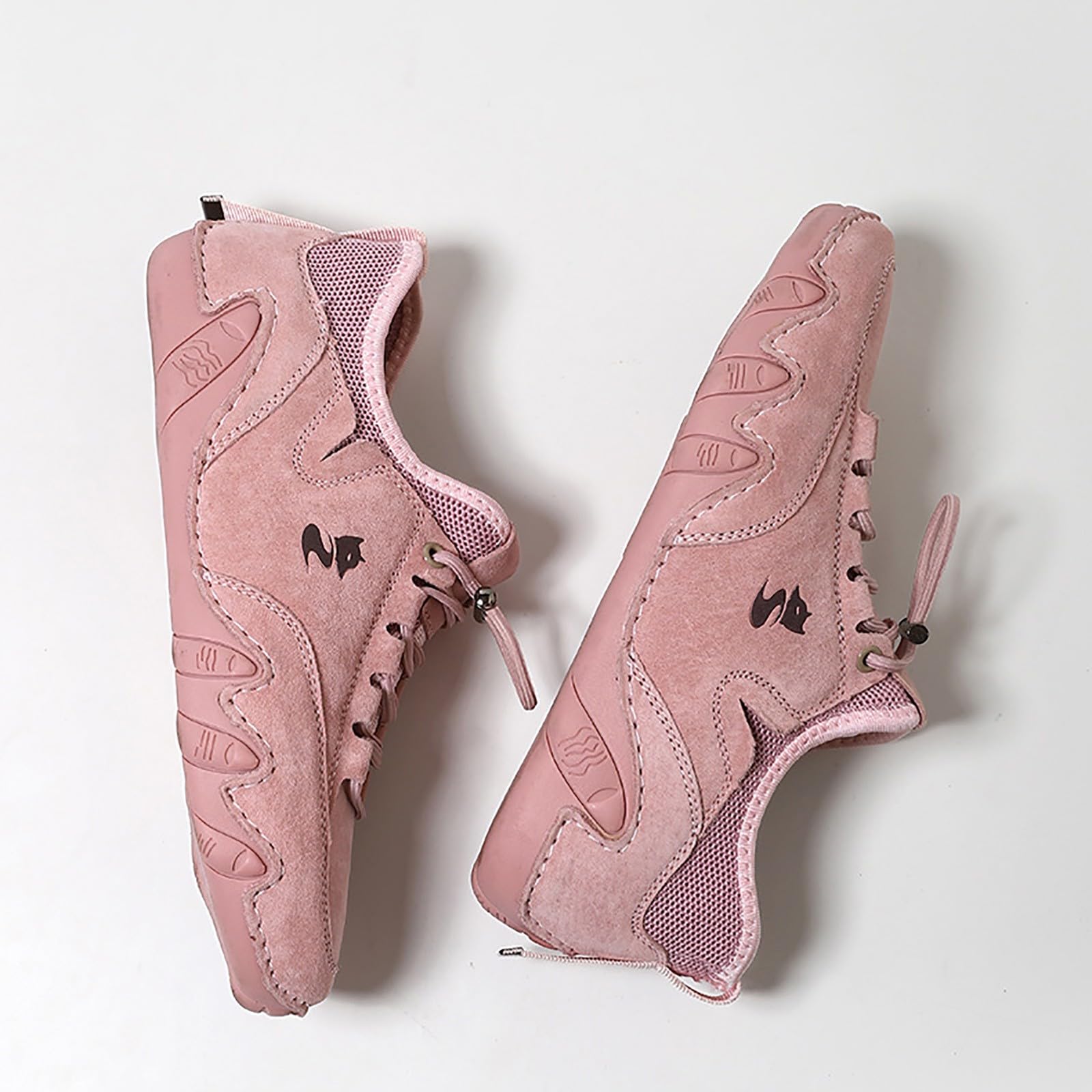 Zapatos casuales para mujer, zapatos casuales para mujer, botas chukka al tobillo, mocasines transpirables, hechos a mano, a la moda, tenis de caña media para caminar y conducir, Pink, 40 EU